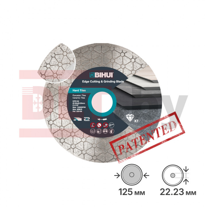 Алмазный диск для заусовки плитки под 45° BIHUI 125мм, арт.DPE125