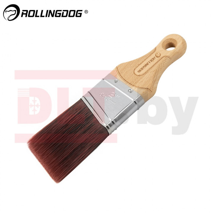 Кисть с короткой ручкой Rollingdog 50мм, угловой срез, синтетика, серия Professional, арт.10327