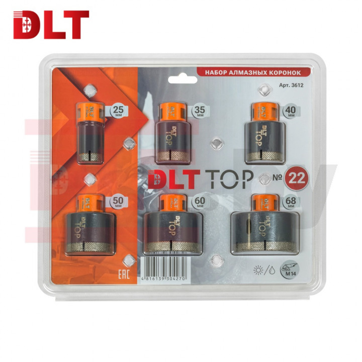 Набор алмазных коронок DLT TOP №22, арт.3612