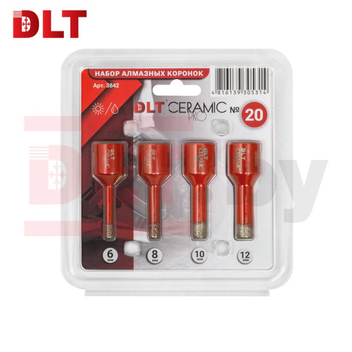 Набор алмазных коронок DLT Ceramic PRO №20, арт.3842