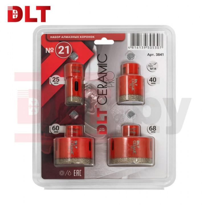 Набор алмазных коронок DLT Ceramic PRO №21, арт.3841
