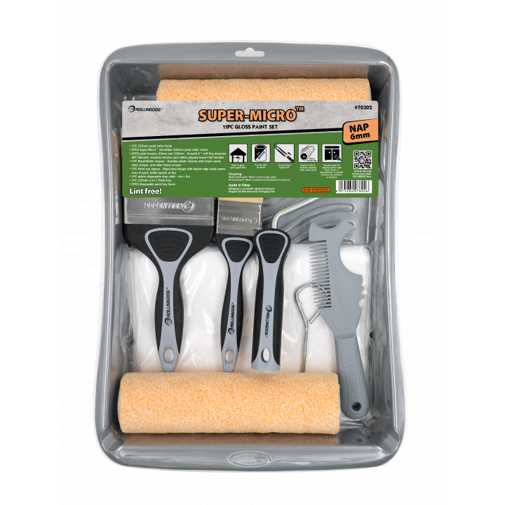 Набор малярный Rollingdog SUPER-MICRO (11 предметов), конус, серия Professional, арт.70302