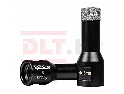 Коронка алмазная DLT&9plitok, ПРЕМИУМ класс, вакуумная пайка, 16мм, арт.0259