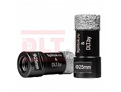 Коронка алмазная DLT&9plitok, ПРЕМИУМ класс, вакуумная пайка, 25мм, арт.0262