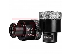Коронка алмазная DLT&9plitok, ПРЕМИУМ класс, вакуумная пайка, 45мм, арт.0489